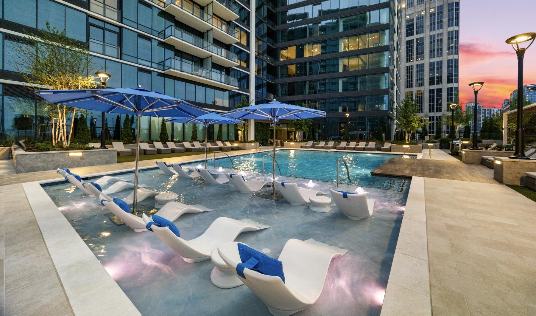 a pool in a city