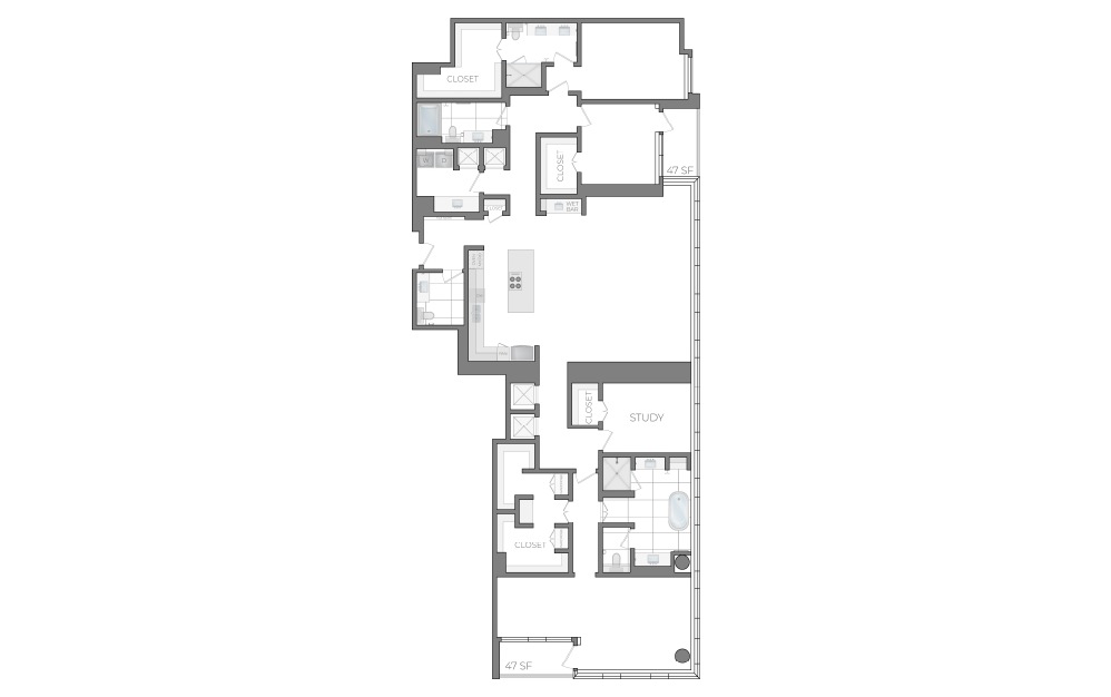 PH4 - 3 bedroom floorplan layout with 3.5 bathrooms and 3113 square feet (2D)