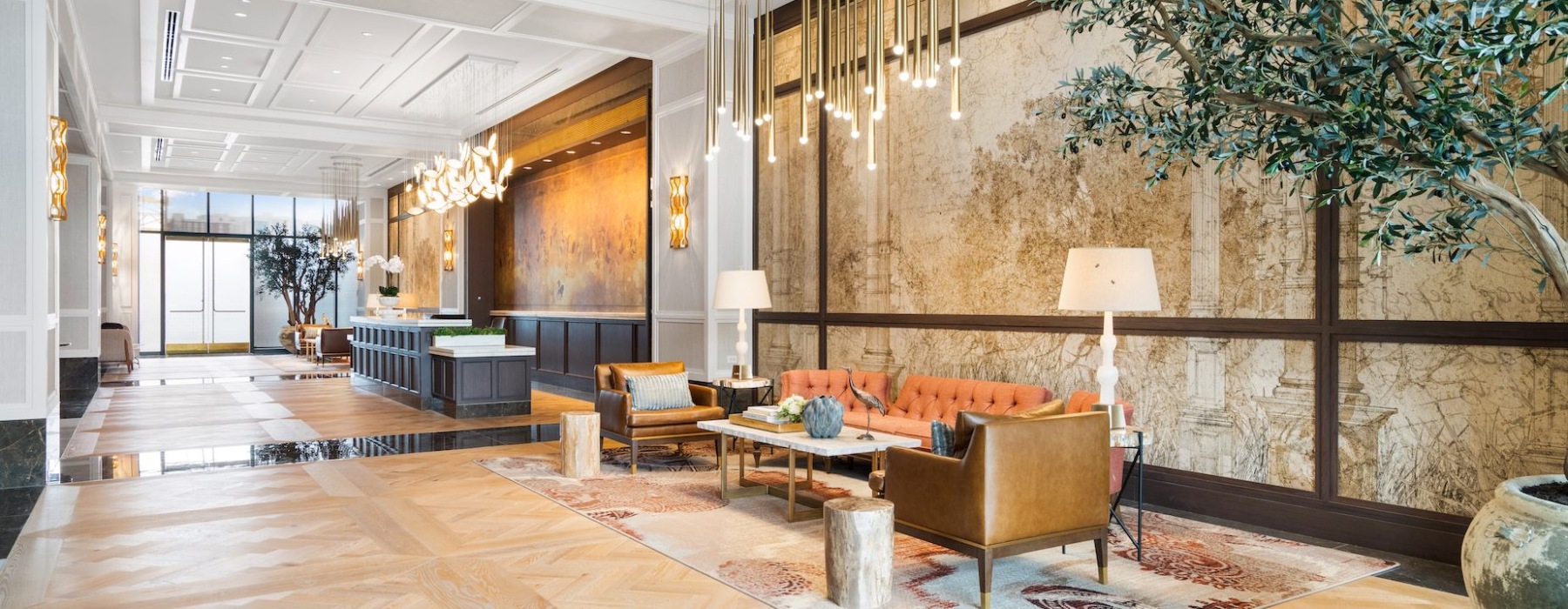 Designer-curated lobby