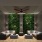 a living room with a large tree