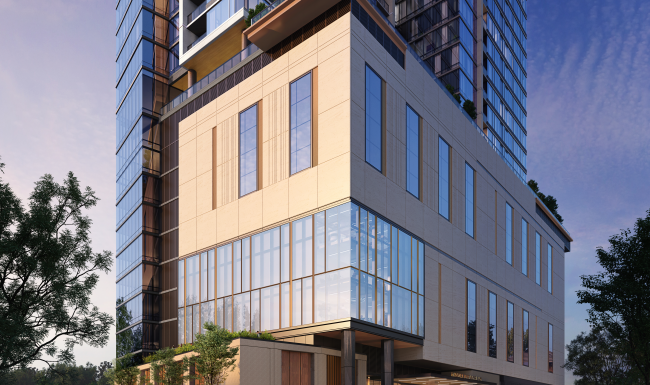 Bustling community with a plethora of dining options valet drop off and parking area